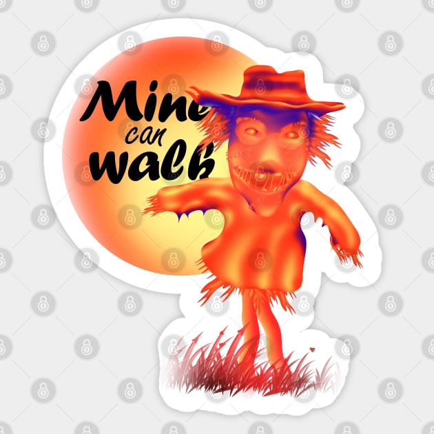 The scarecrow walks at midnight, funny halloween sayings Sticker by AdishPr